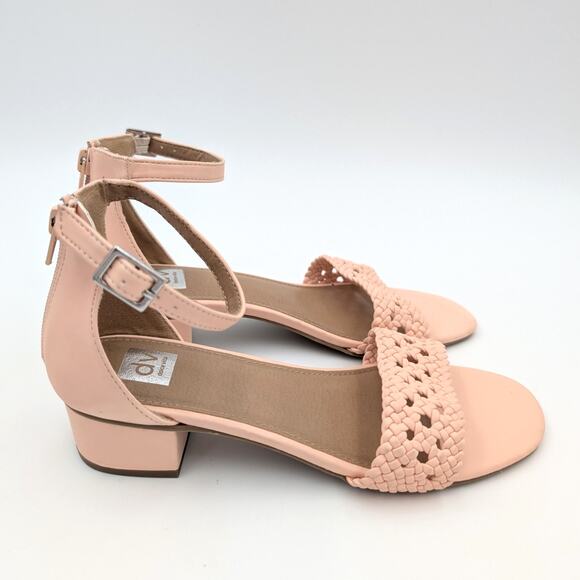 DV Dolce Vita Girls Braided Heeled Ankle Strap Sandals Pink Size US5 EU38 - Picture 3 of 11